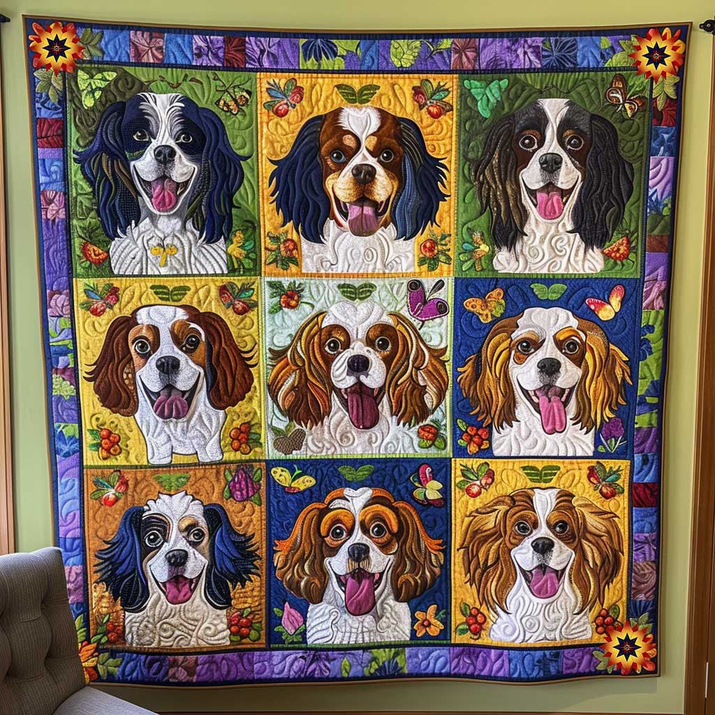 9 Floral Cavelier Dog Quilt Blanket Golden Retriever Christmas Decoration